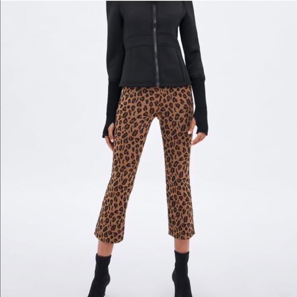 leopard print kick flare trousers